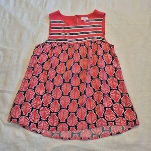 Crown & Ivy women's XS sleeveless tank top pink navy stripe & seashell VGUC